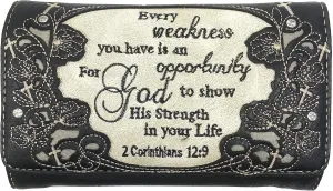 Zelris Bible Verse Corinthians 12:9 God Women Crossbody Trifold Wallet