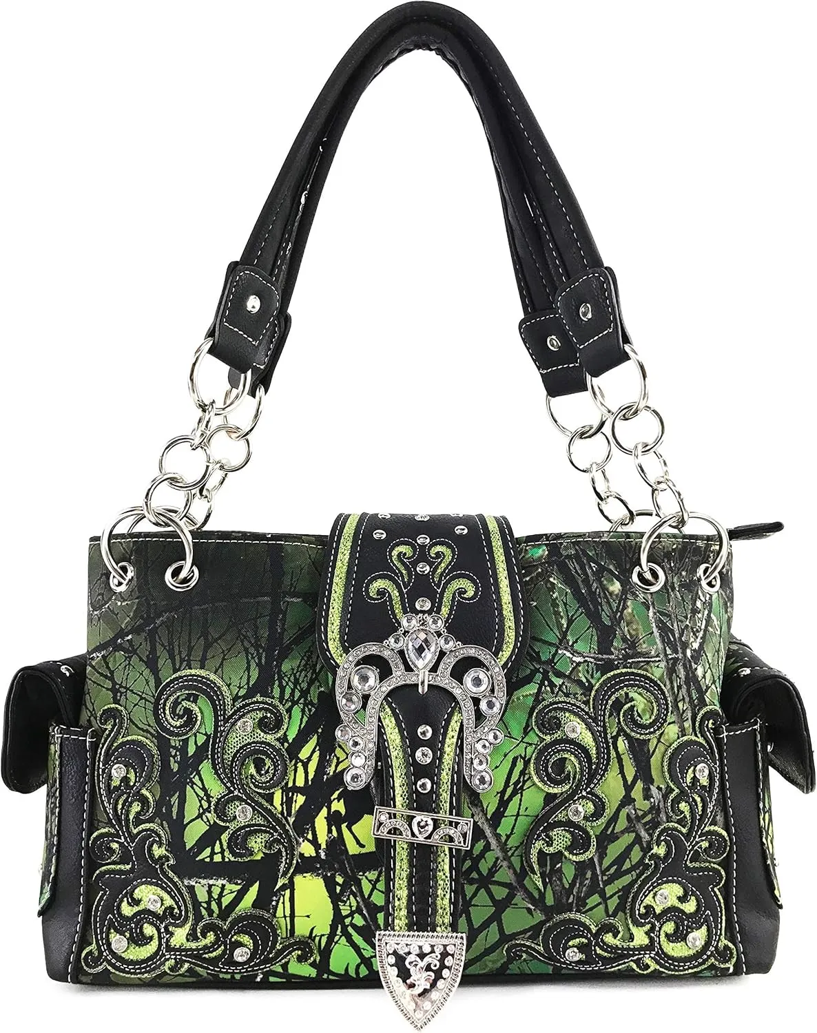 Zelris Camouflage Shine Glow Buckle Women Conceal Carry Handbag with Wallet Set