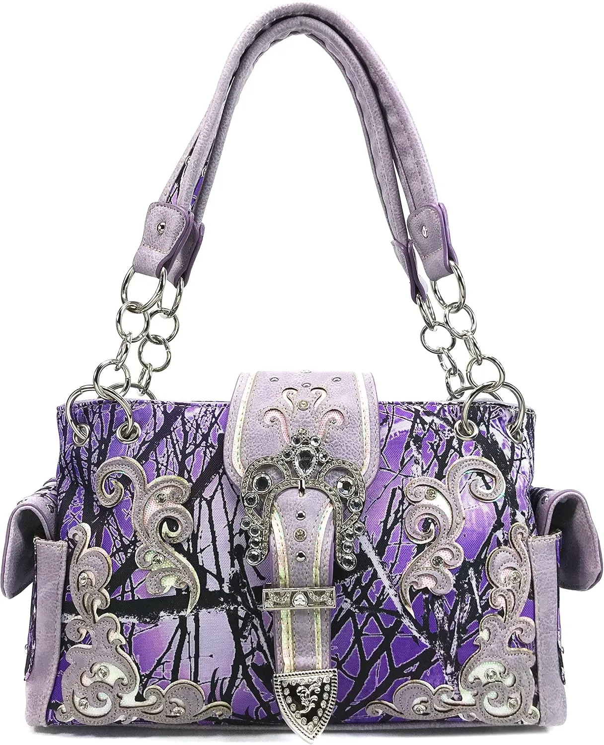 Zelris Camouflage Shine Glow Buckle Women Conceal Carry Handbag with Wallet Set