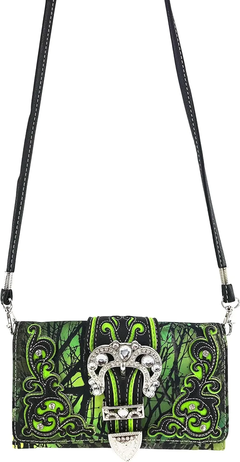 Zelris Camouflage Shine Glow Buckle Women Conceal Carry Handbag with Wallet Set