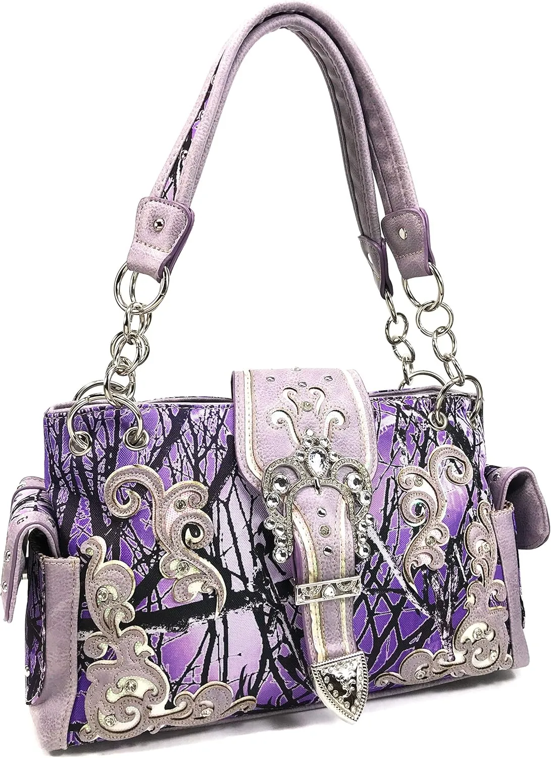 Zelris Camouflage Shine Glow Buckle Women Conceal Carry Handbag with Wallet Set