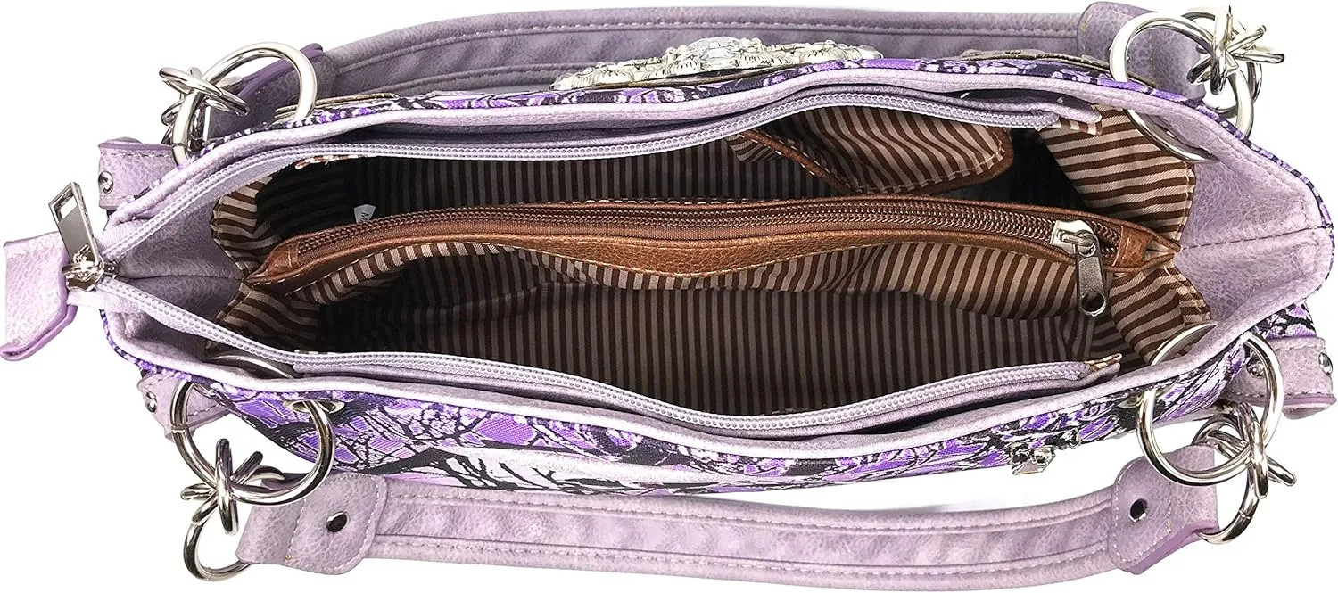 Zelris Camouflage Shine Glow Buckle Women Conceal Carry Handbag with Wallet Set
