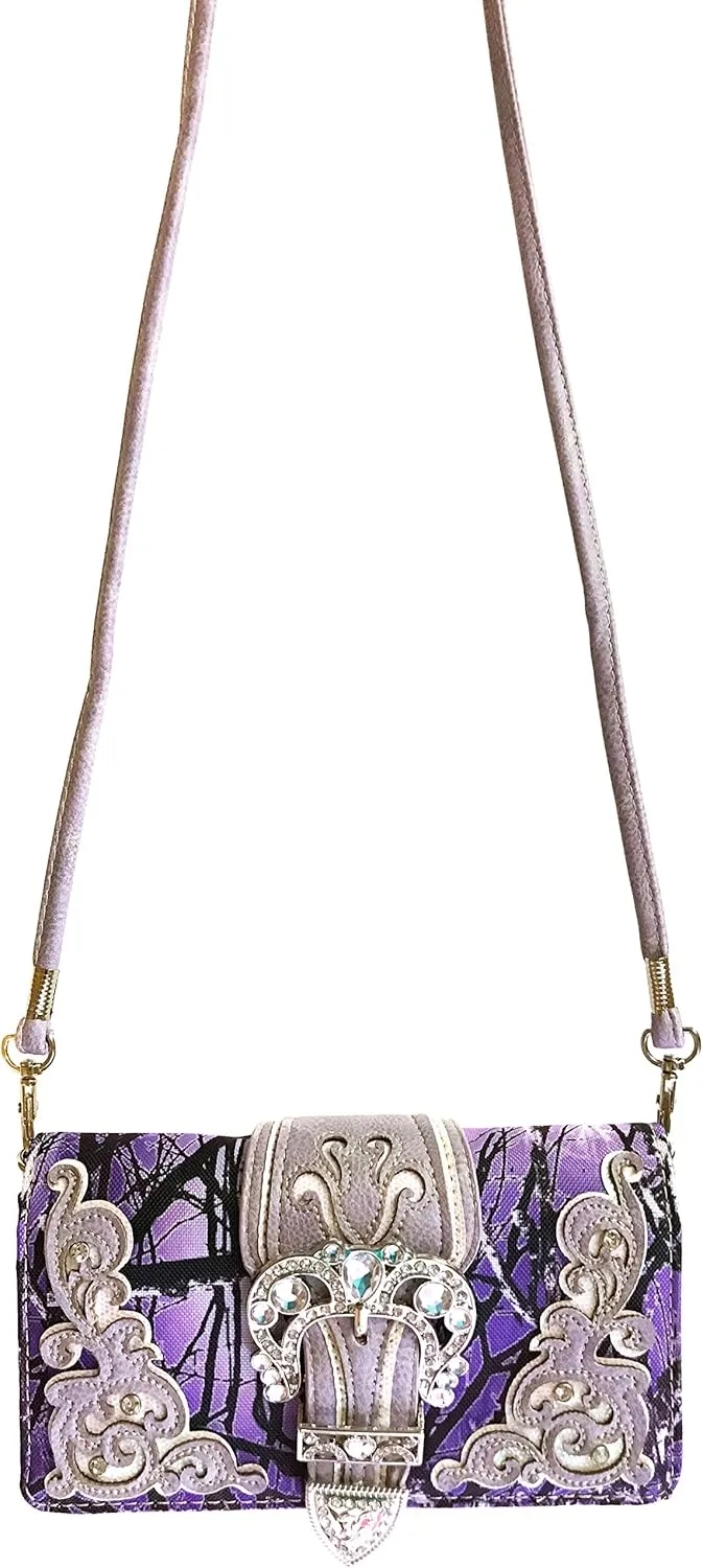 Zelris Camouflage Shine Glow Buckle Women Conceal Carry Handbag with Wallet Set