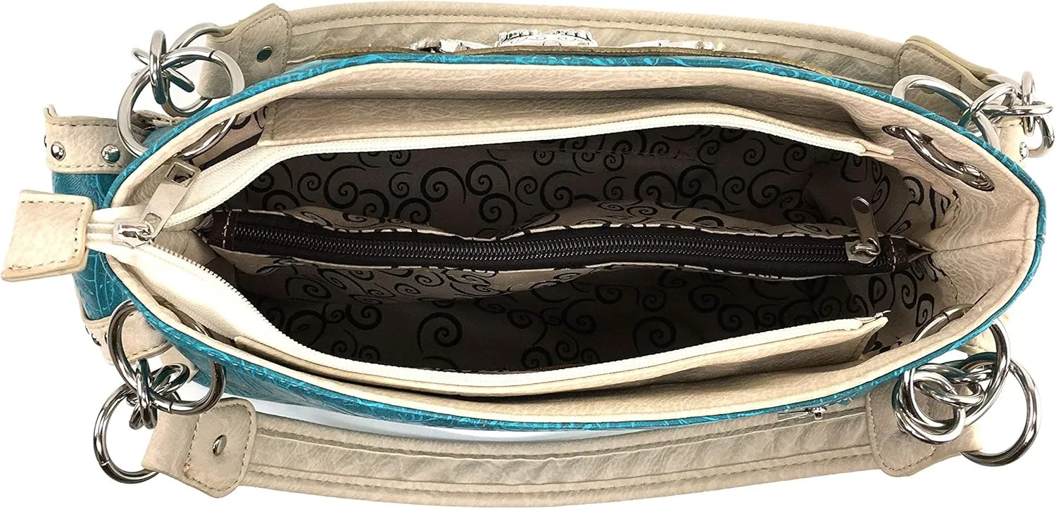 Zelris Camouflage Shine Glow Cross Wings Women Conceal Carry Handbag with Wallet