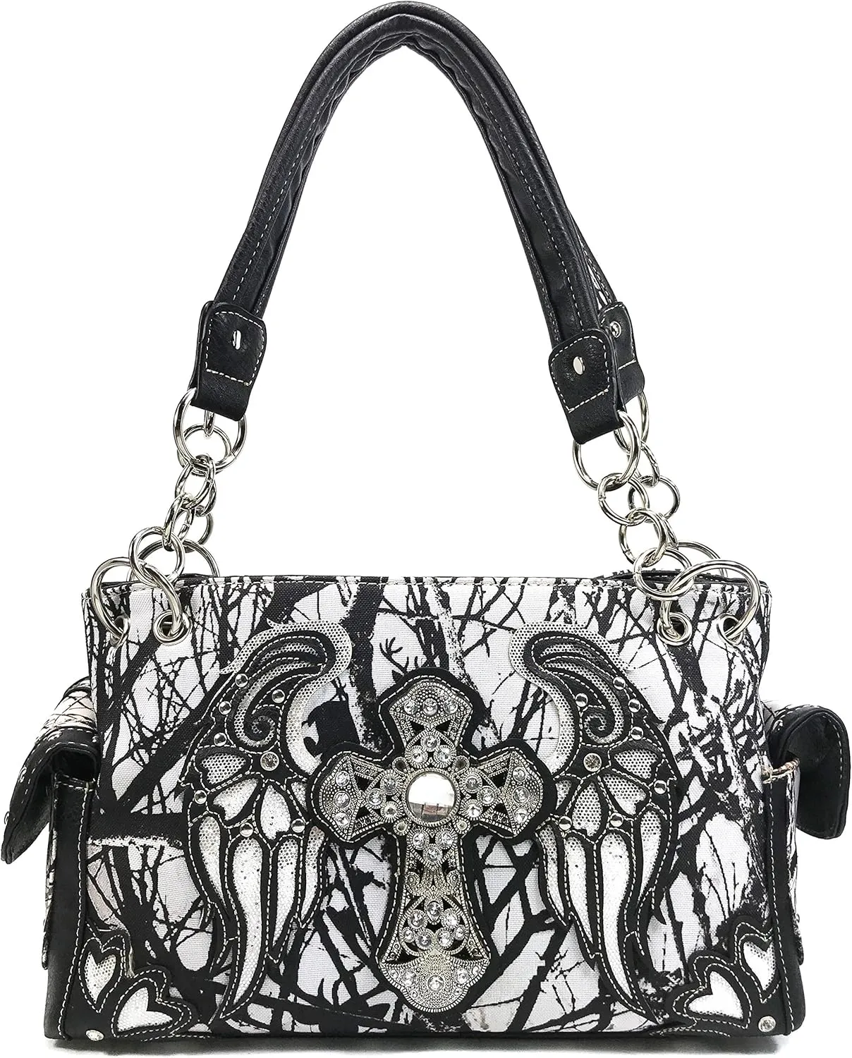 Zelris Camouflage Shine Glow Cross Wings Women Conceal Carry Handbag with Wallet
