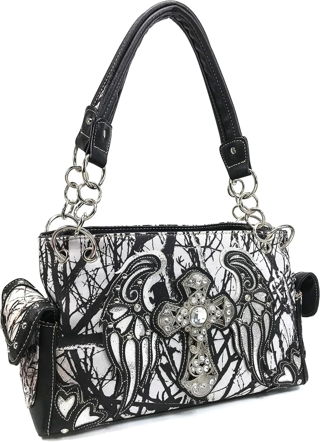 Zelris Camouflage Shine Glow Cross Wings Women Conceal Carry Handbag with Wallet
