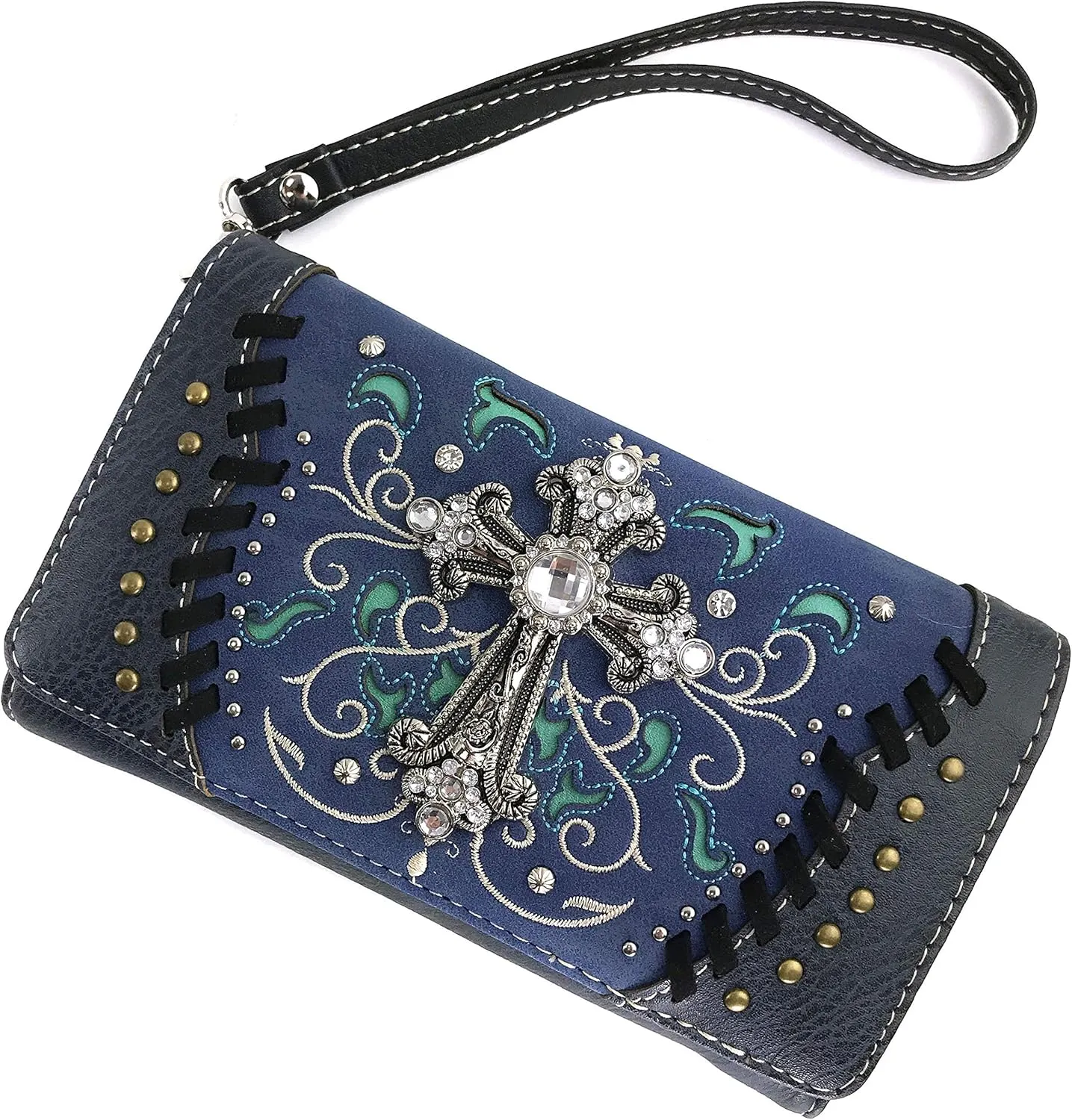 Zelris Spring Bloom Western Cross Women Crossbody Wrist Trifold Wallet