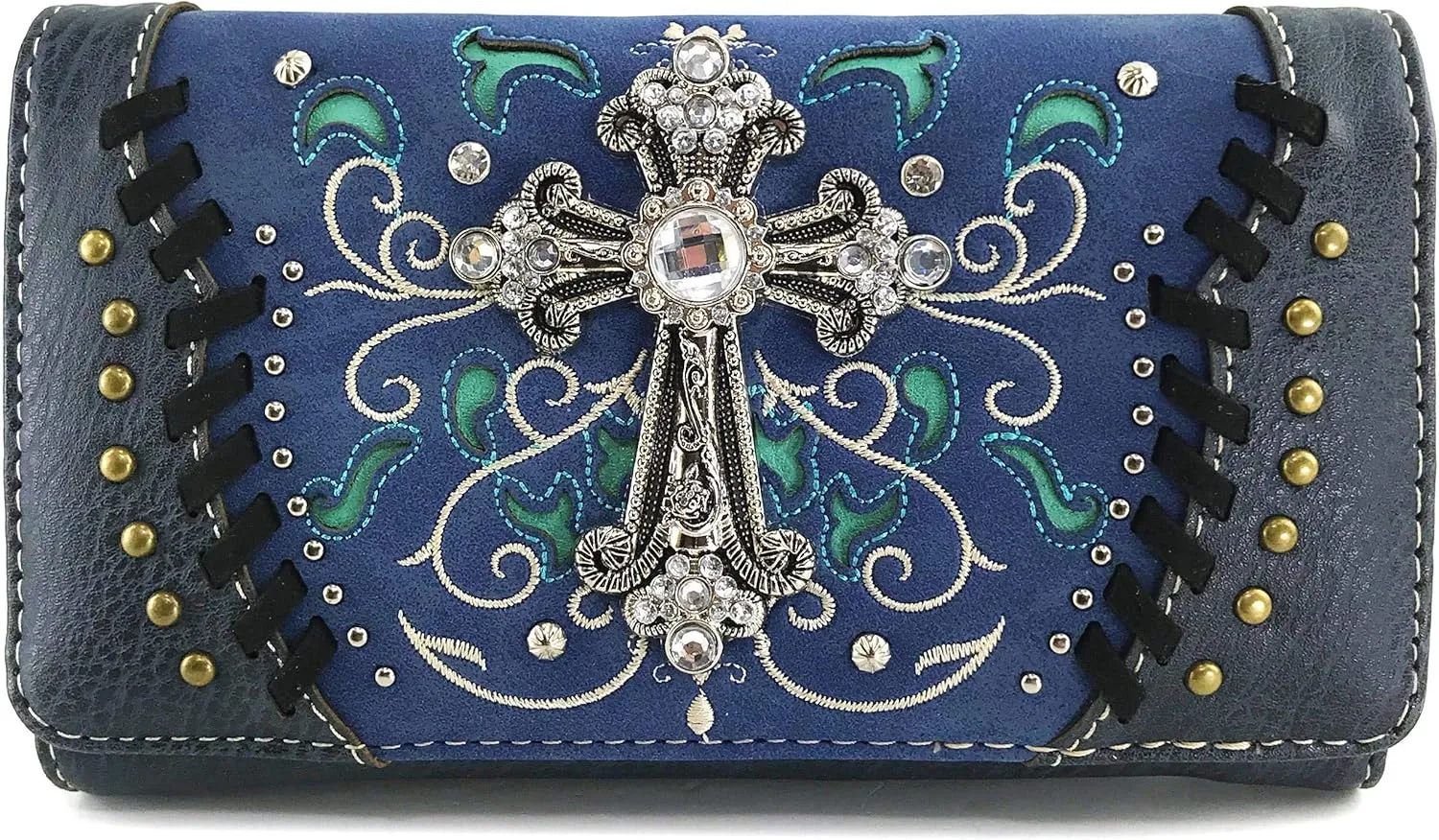 Zelris Spring Bloom Western Cross Women Crossbody Wrist Trifold Wallet