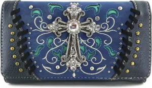Zelris Spring Bloom Western Cross Women Crossbody Wrist Trifold Wallet