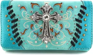 Zelris Spring Bloom Western Cross Women Crossbody Wrist Trifold Wallet