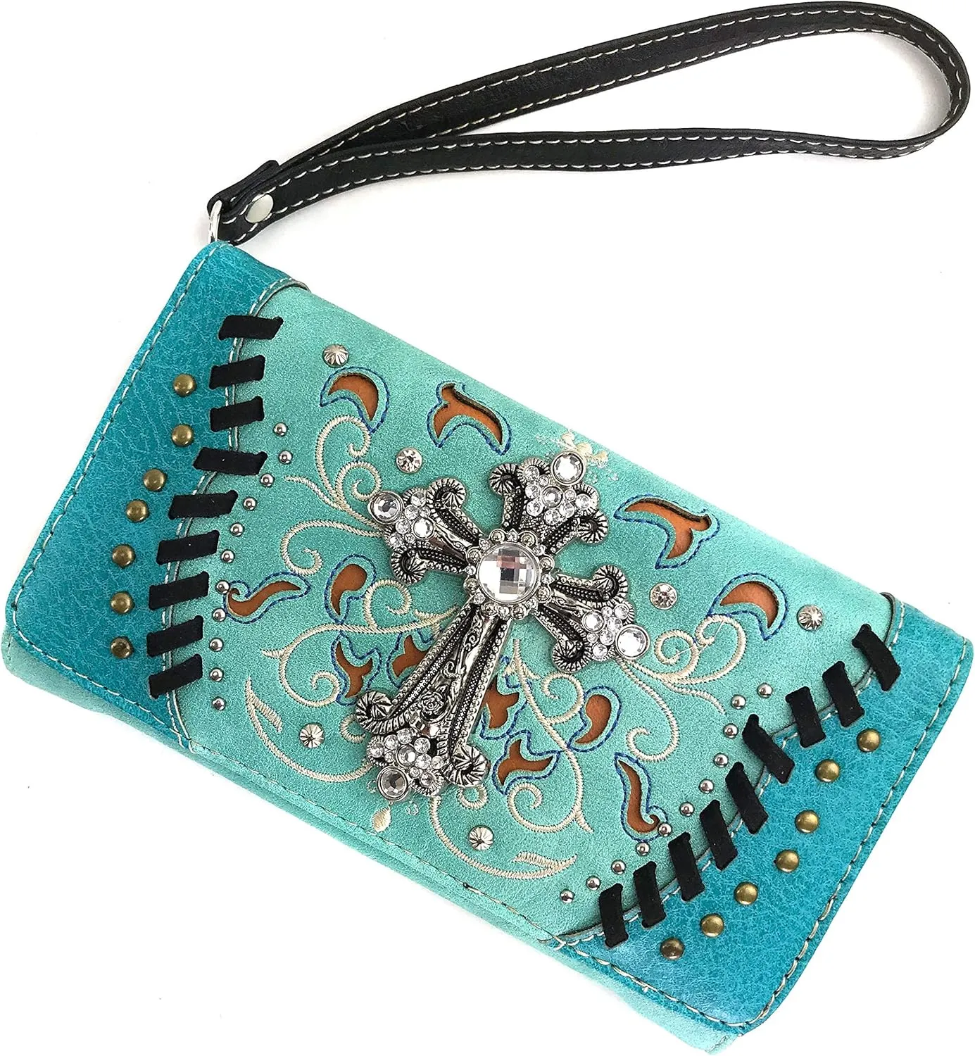 Zelris Spring Bloom Western Cross Women Crossbody Wrist Trifold Wallet