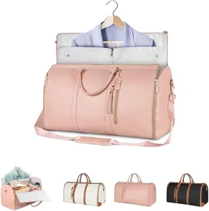 Zentotex Foldable Travel Bag, Large Capacity Hanging Clothes Travel Bag, Foldable Duffle Bag For Travel (Pink)