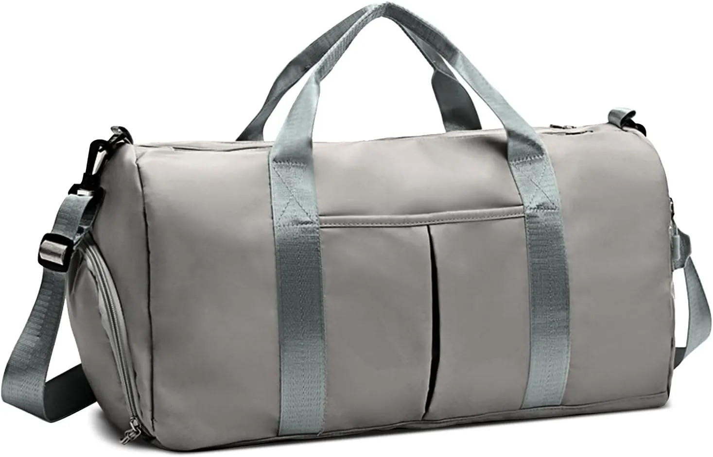 ZGWJ Sports Gym Bag with Wet Pocket & Shoes Compartment, Waterproof Shoulder Weekender Bag for Women and Men Swim Sports Travel Gym Bag Lightweight and easy Carry on Grey