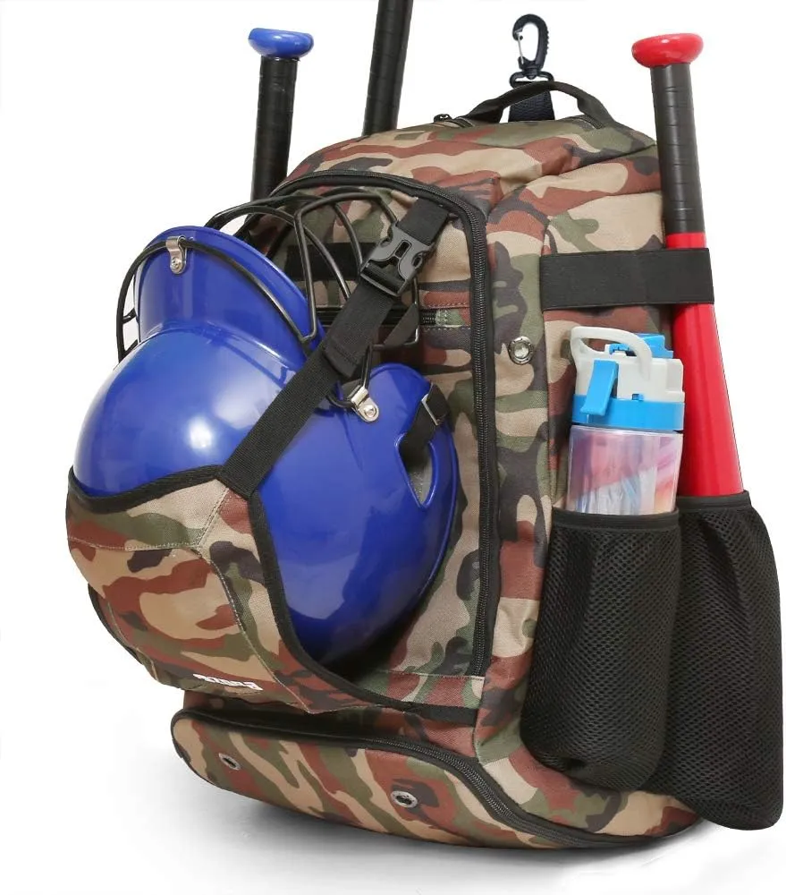 ZOEA Baseball Bat Bag Backpack, T-Ball & Softball Equipment & Gear for Youth and Adults, Large Capacity Holds 4 Bats, Helmet, Gloves, Cleats,Shoes Compartment & Helmet Holder