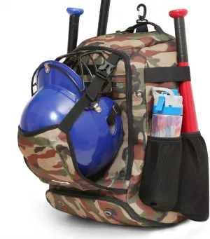 ZOEA Baseball Bat Bag Backpack, T-Ball & Softball Equipment & Gear for Youth and Adults, Large Capacity Holds 4 Bats, Helmet, Gloves, Cleats,Shoes Compartment & Helmet Holder