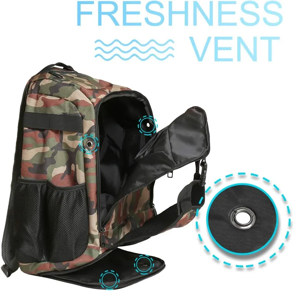 ZOEA Baseball Bat Bag Backpack, T-Ball & Softball Equipment & Gear for Youth and Adults, Large Capacity Holds 4 Bats, Helmet, Gloves, Cleats,Shoes Compartment & Helmet Holder