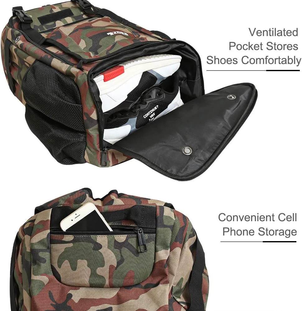 ZOEA Baseball Bat Bag Backpack, T-Ball & Softball Equipment & Gear for Youth and Adults, Large Capacity Holds 4 Bats, Helmet, Gloves, Cleats,Shoes Compartment & Helmet Holder